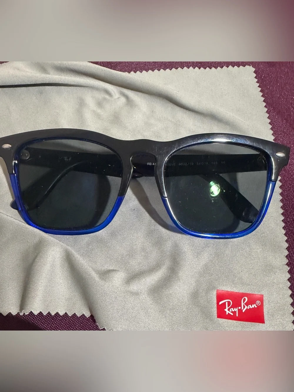 Ray-Ban Black Sunglasses Steve McQueen RB4487 Frame Two tone black and blue.